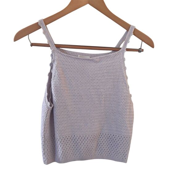 Crochet Knit Womens Top White Sleeveless Bohemian Crop Peasant Beach Concert Art - Picture 1 of 10